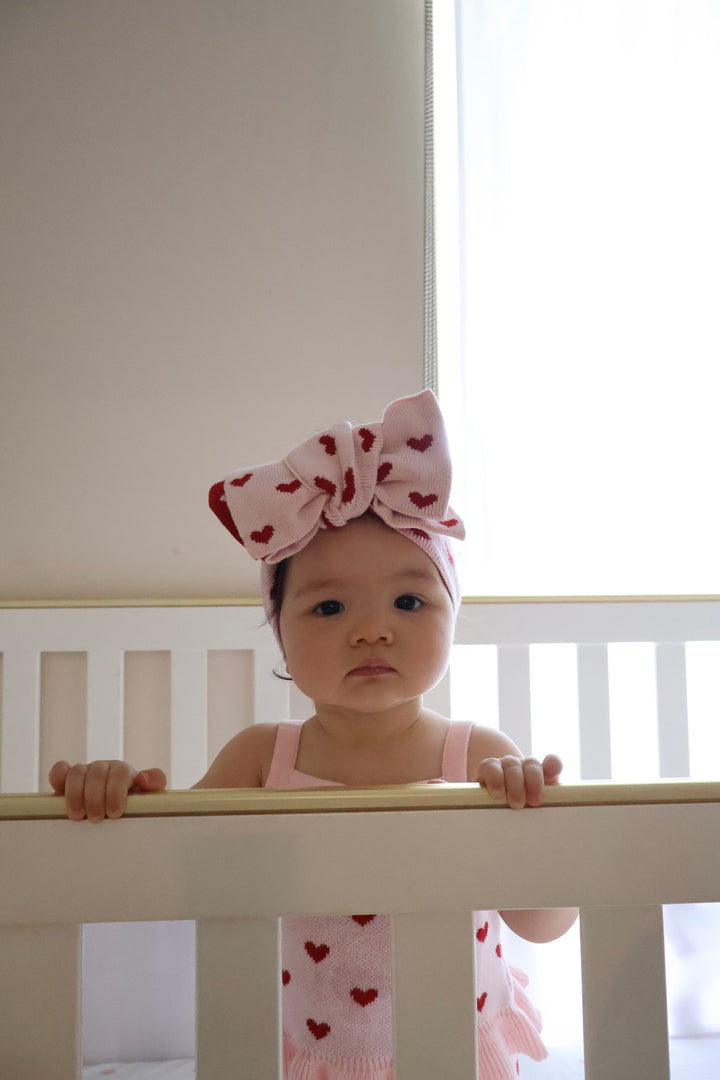 Knitted Oversized Topknot | Red Hearts