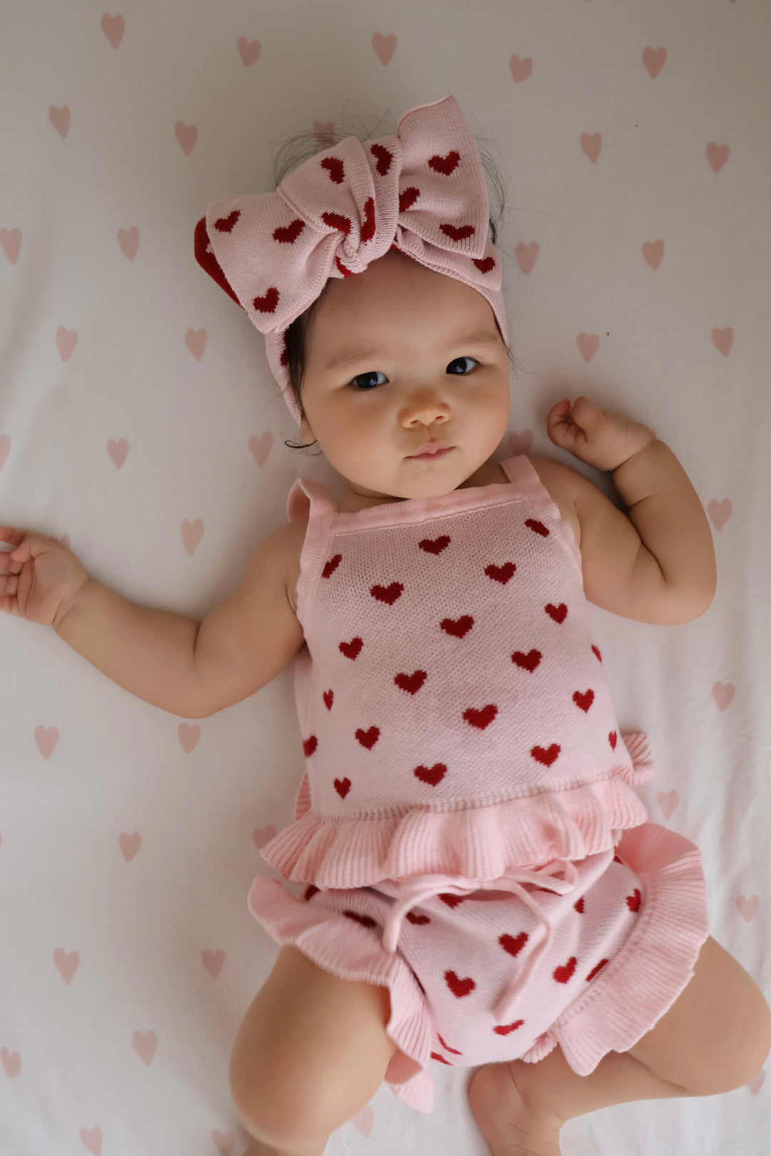 Knitted Oversized Topknot | Red Hearts