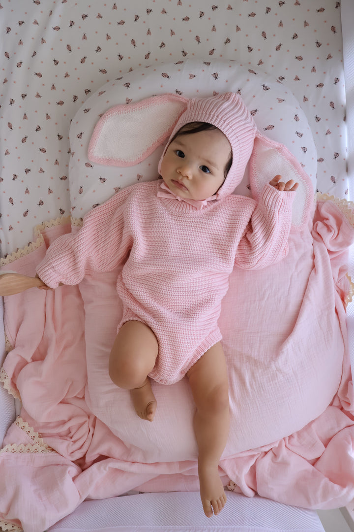 Chunky Knit Romper | Baby Pink