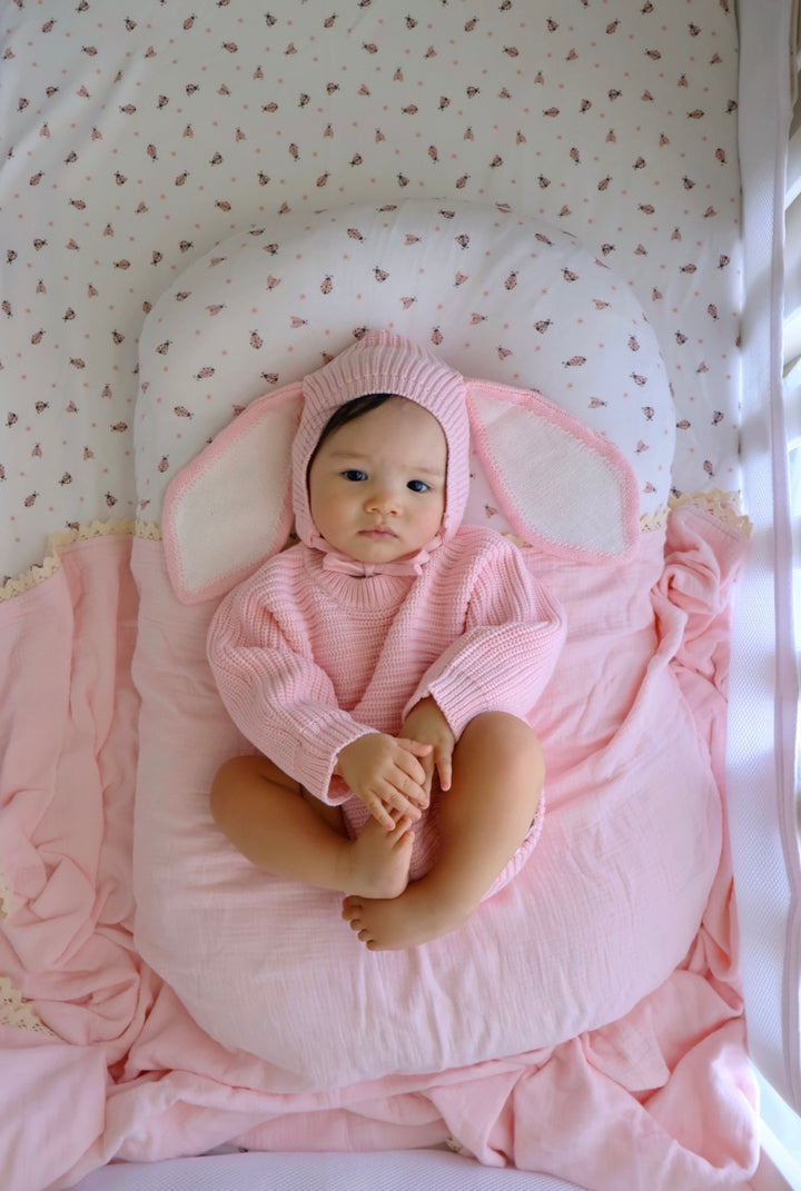 Chunky Knit Romper | Baby Pink