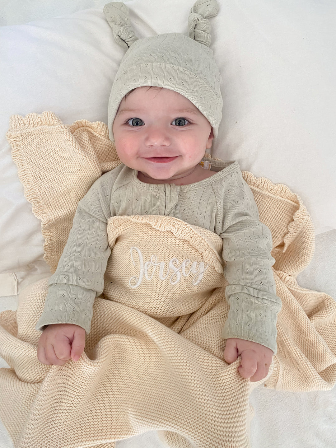 Heirloom Knit Blanket | Cream