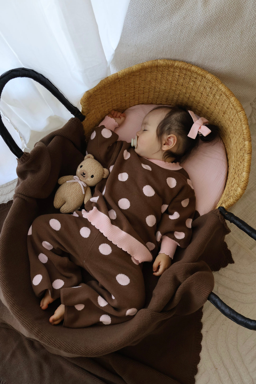 Knit Set | Choc Pink Polka