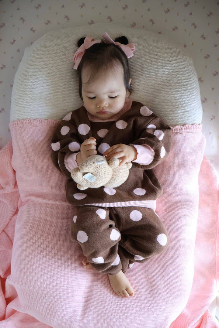 Knit Set | Choc Pink Polka