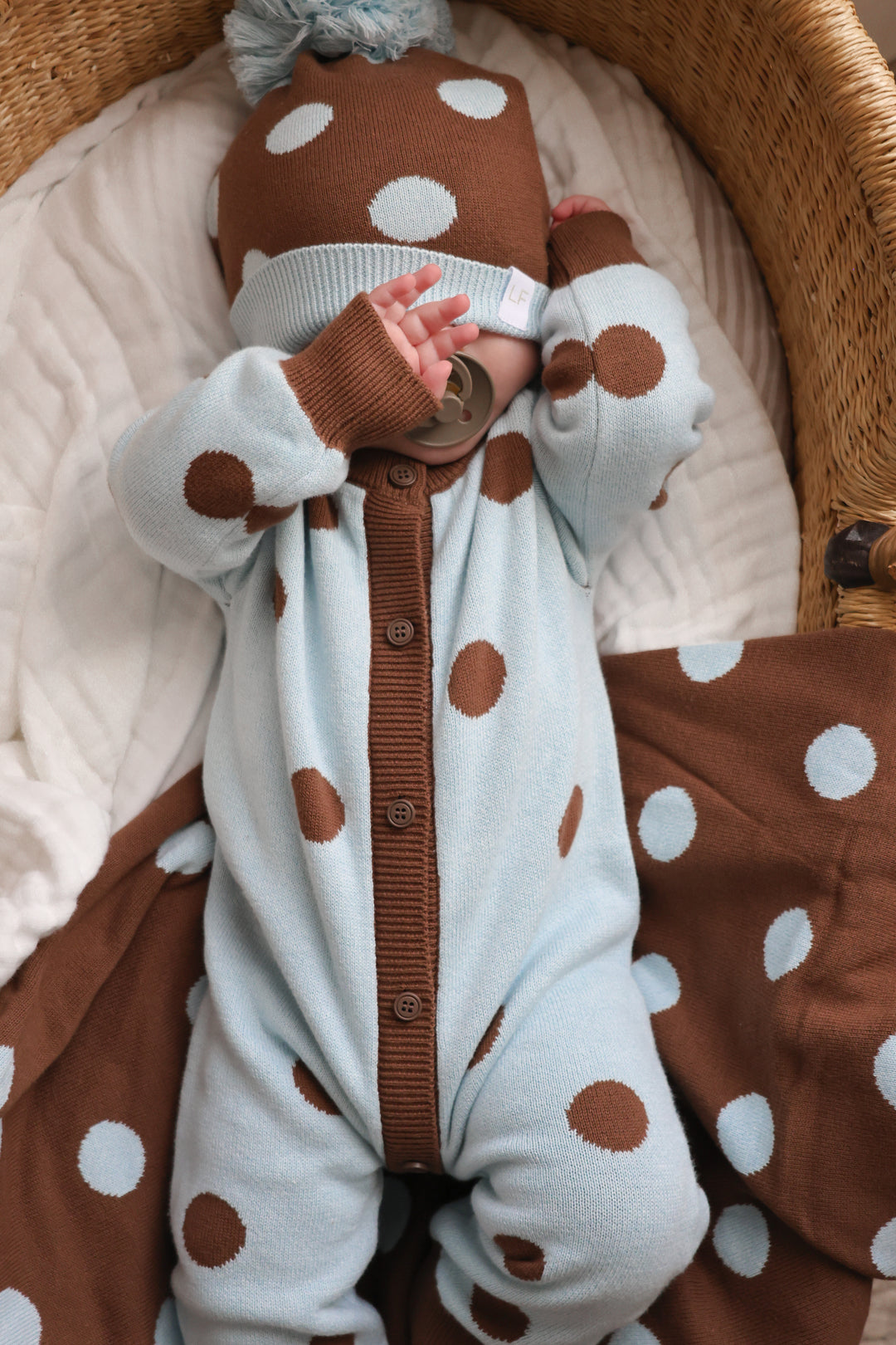 Knit Classic Romper | Blue Choc Polka