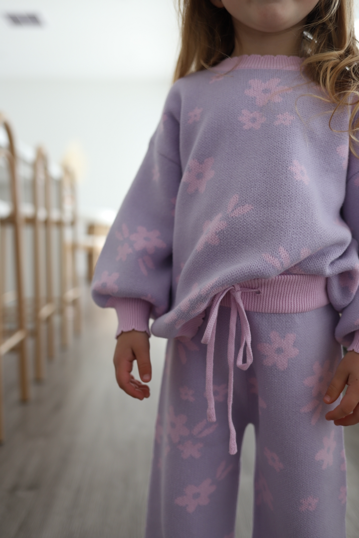 Knit Set | Daisy Floral Pastel Lilac
