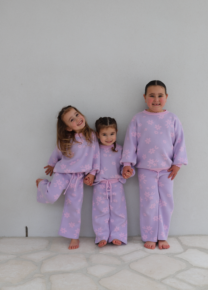 Knit Set | Daisy Floral Pastel Lilac