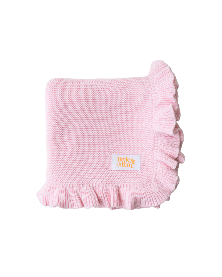 Frill Knit Blanket | Strawberry Milk