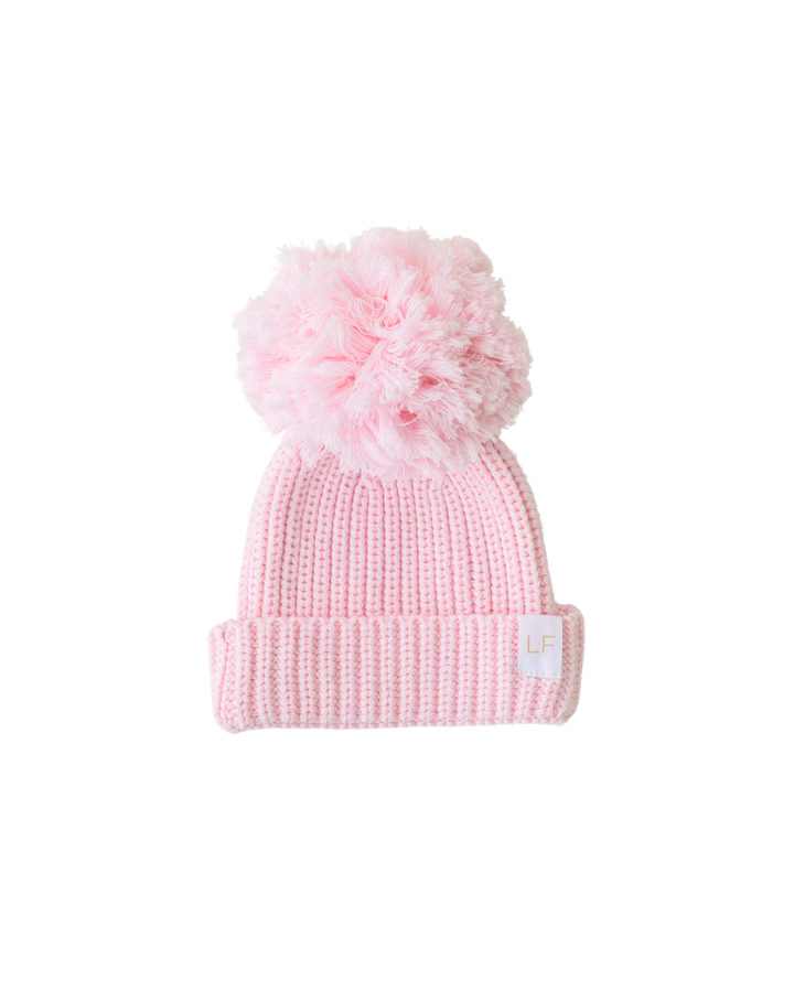Knitted Pom Beanie | Strawberry Milk