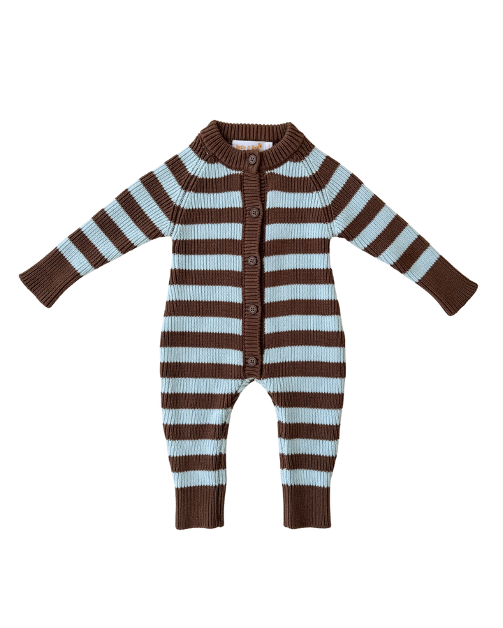 Chunky Knit Classic Romper | Choc Blue Stripe *AUGUST PRE-ORDER*