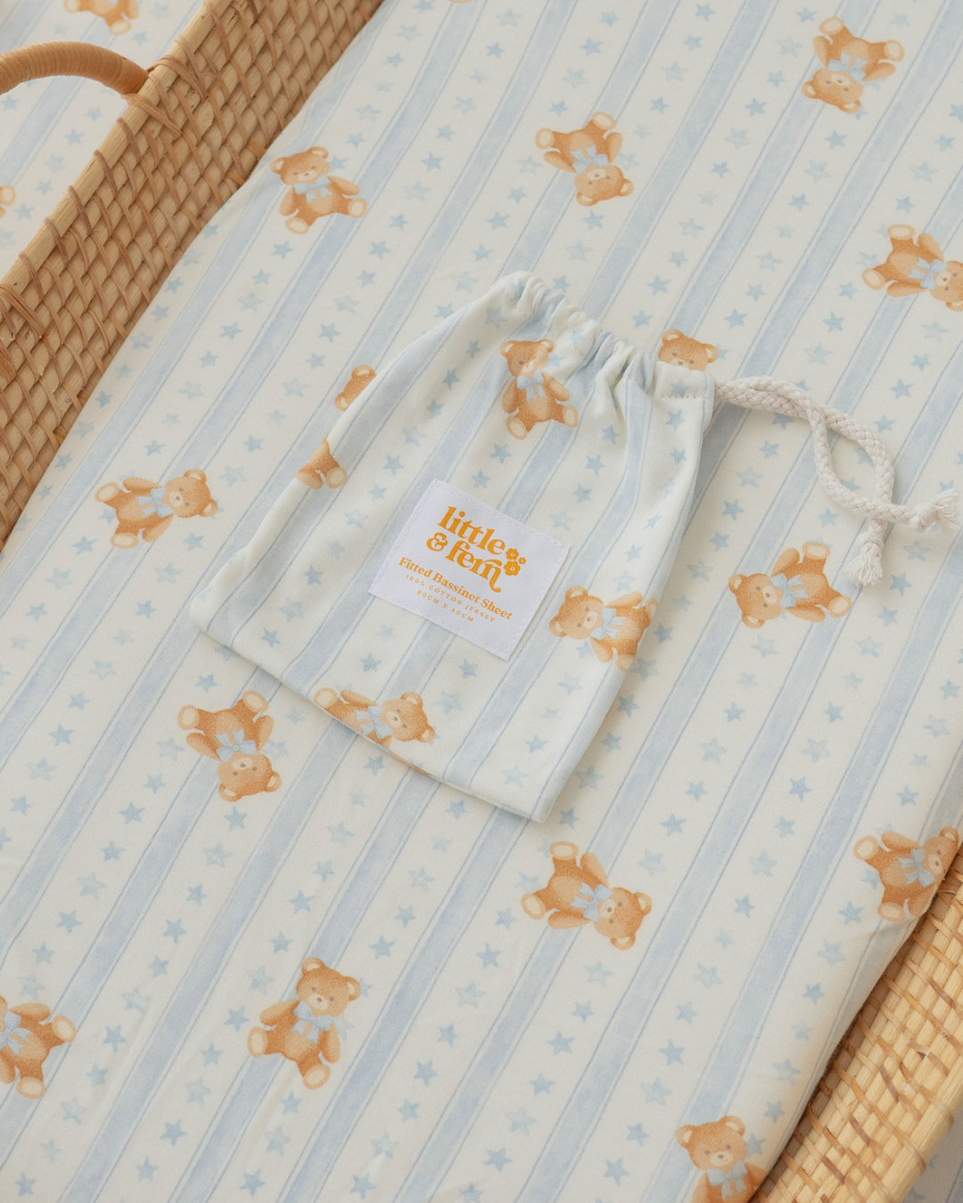 Bassinet Sheet | Blue Teddies