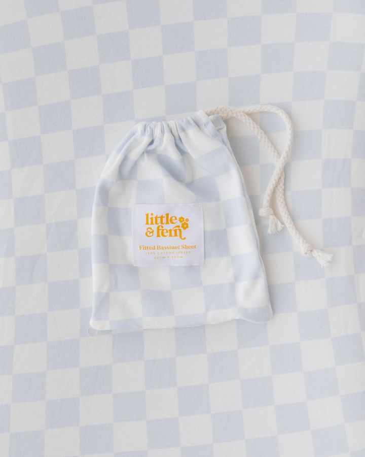 Bassinet Sheet | Blue Checker