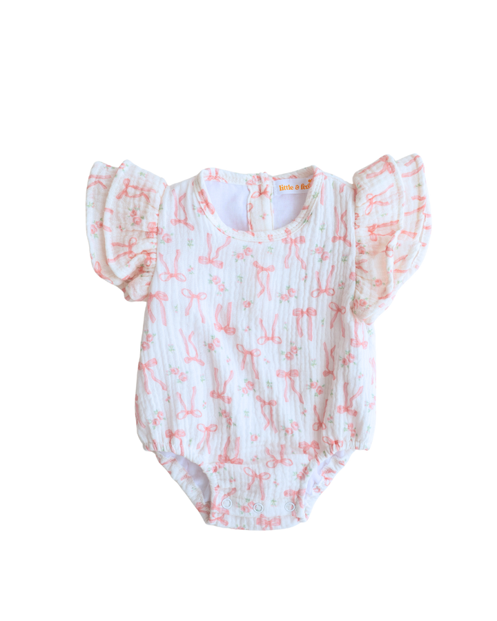 Frill Muslin Romper | Pink Bow Floral
