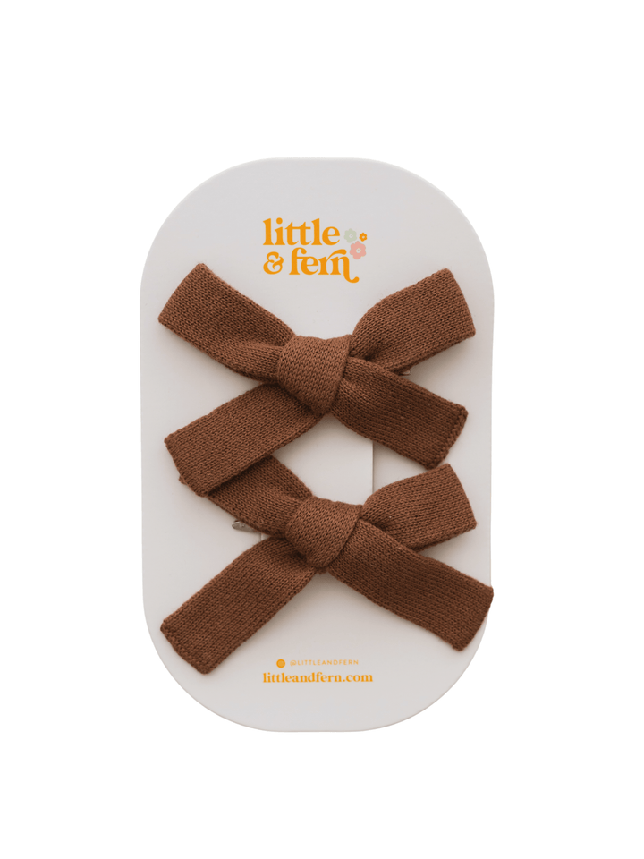 Twin Bow Clips | Choc Knit