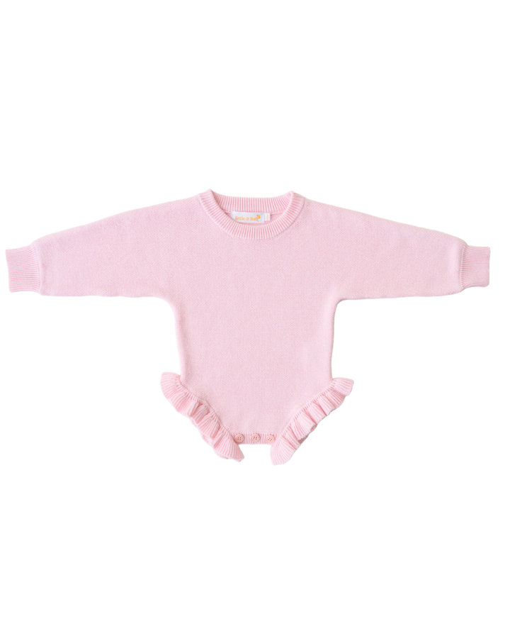 Frill Knit Romper | Strawberry Milk