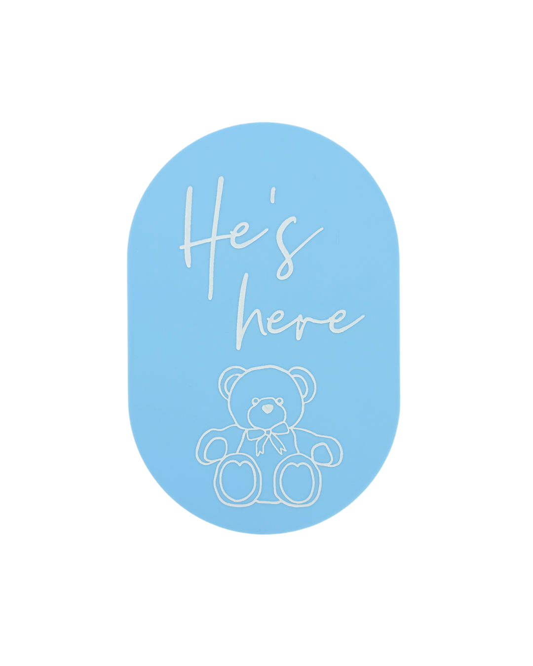 "He’s Here" Plaque | Teddy Baby Blue