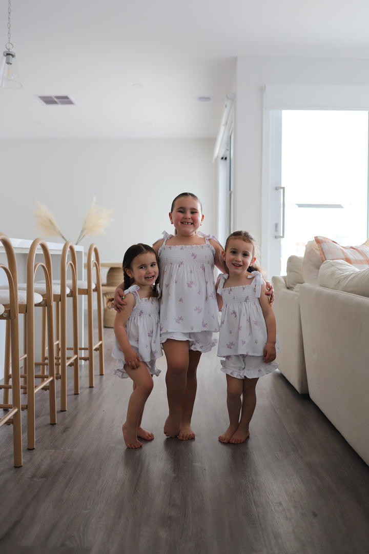 Linen Short Set | Lilac Floral