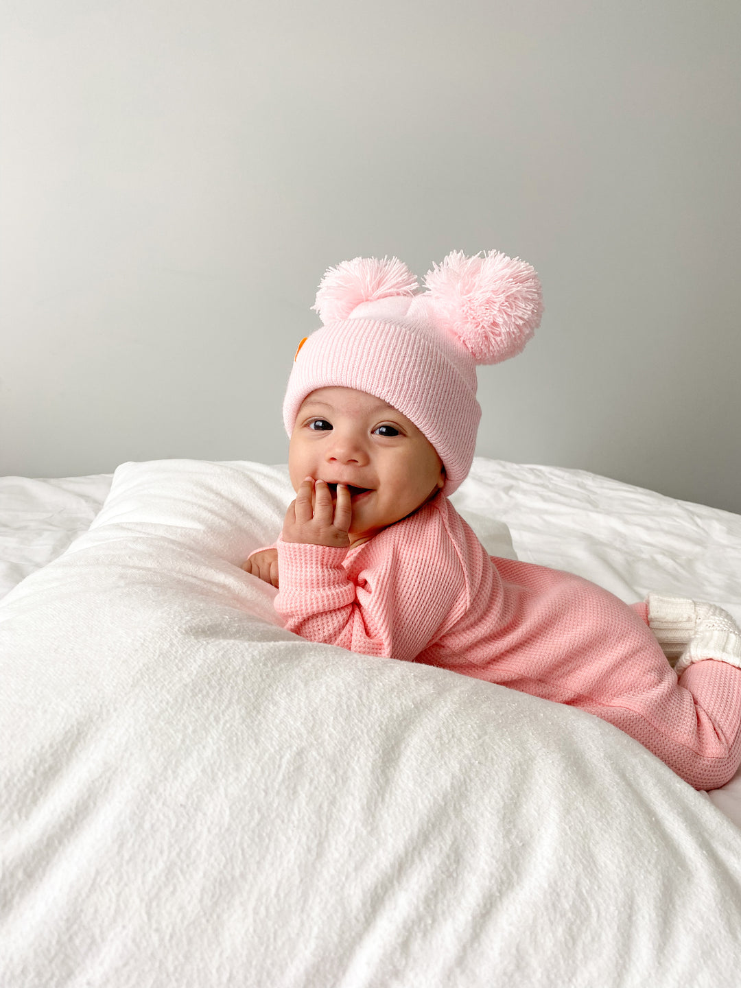 Double Pom Beanie | Baby Pink