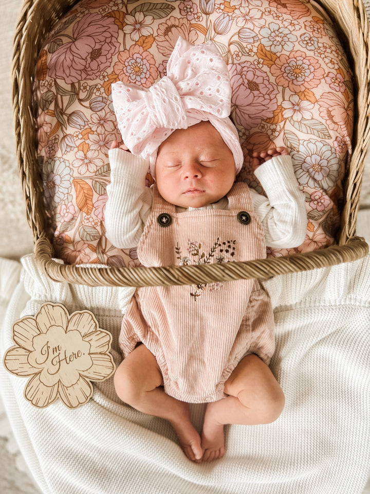 Bambi Eyelet Oversized Topknot | Baby Pink