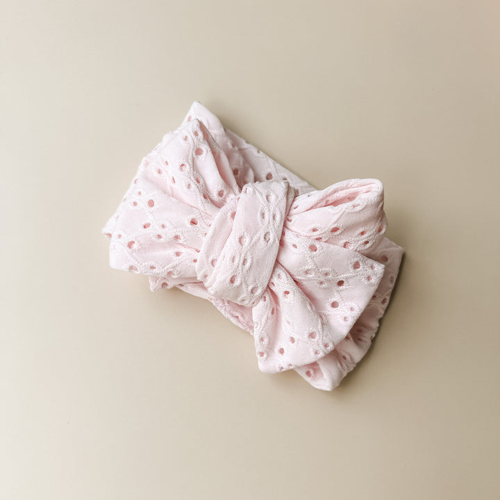 Bambi Eyelet Oversized Topknot | Baby Pink