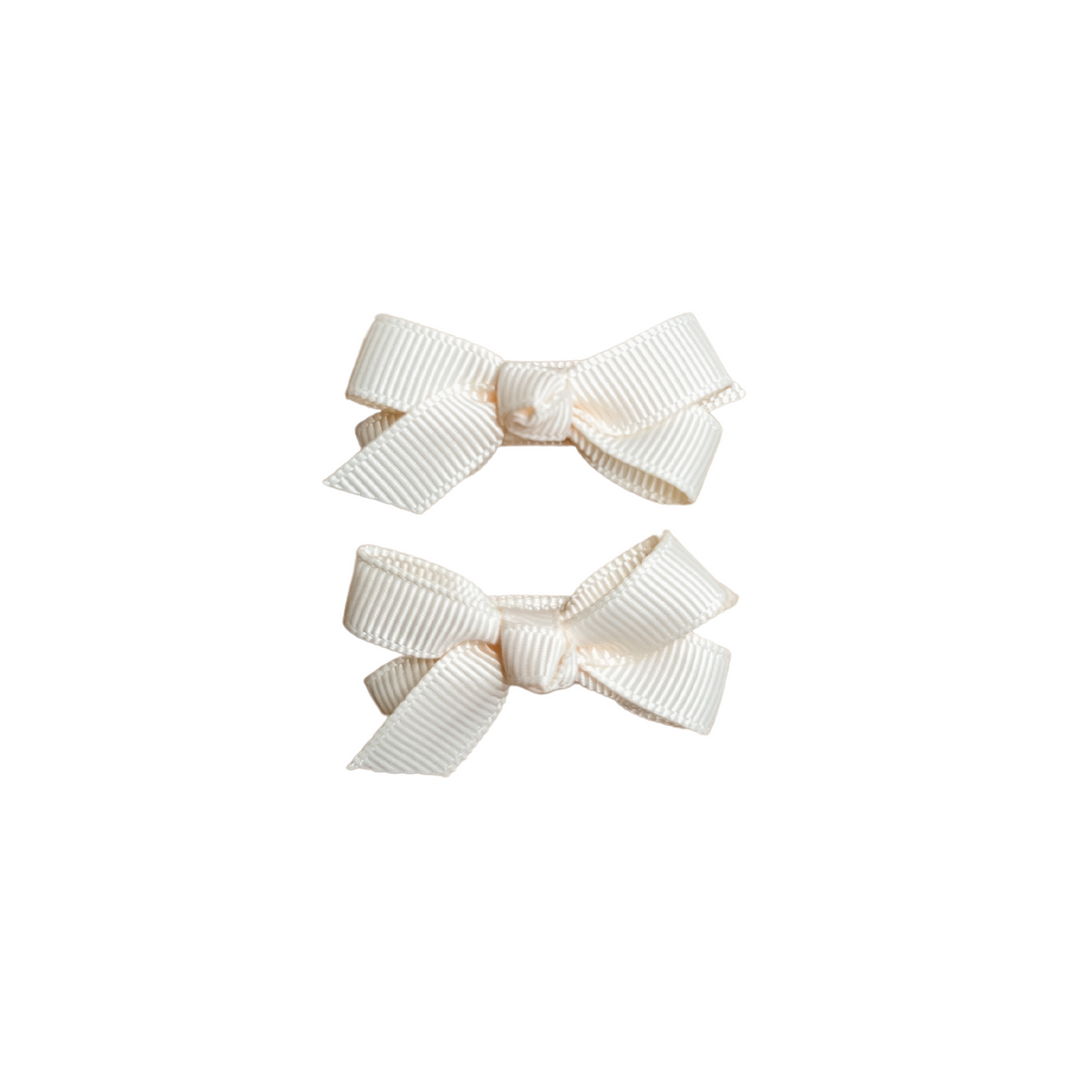 Mini Ribbon Bow Clips | Cream